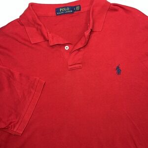 Polo Ralph Lauren Men's Red Polo Short Sleeve Shirt Casual Basic Size‎ Large